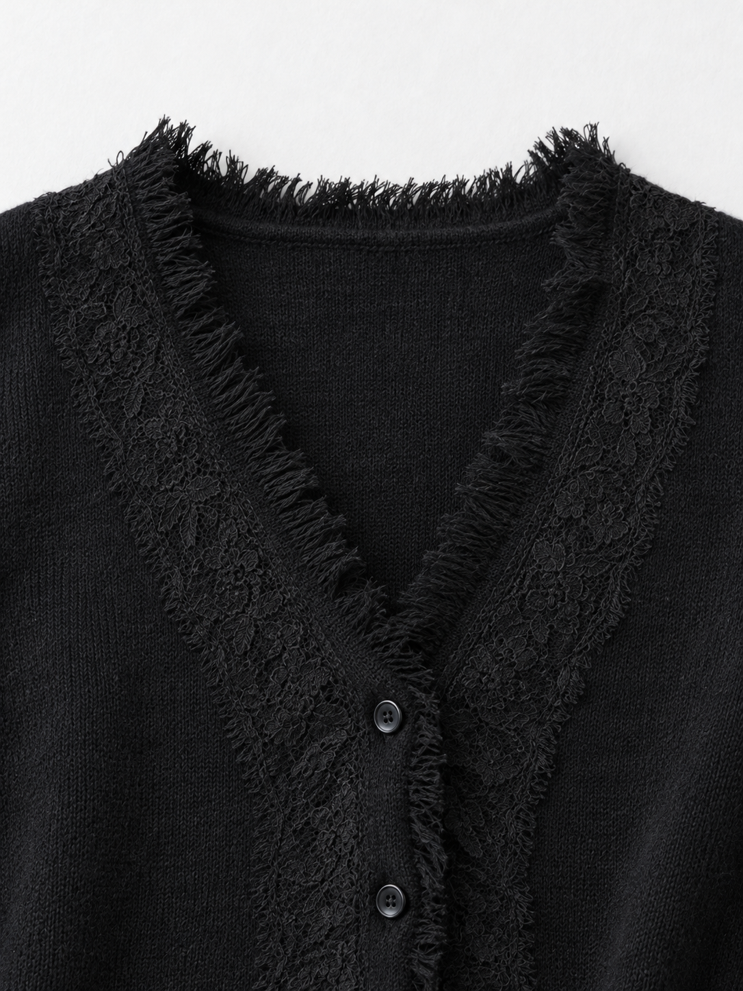 Fringe-Edge V-Neck Cardigan