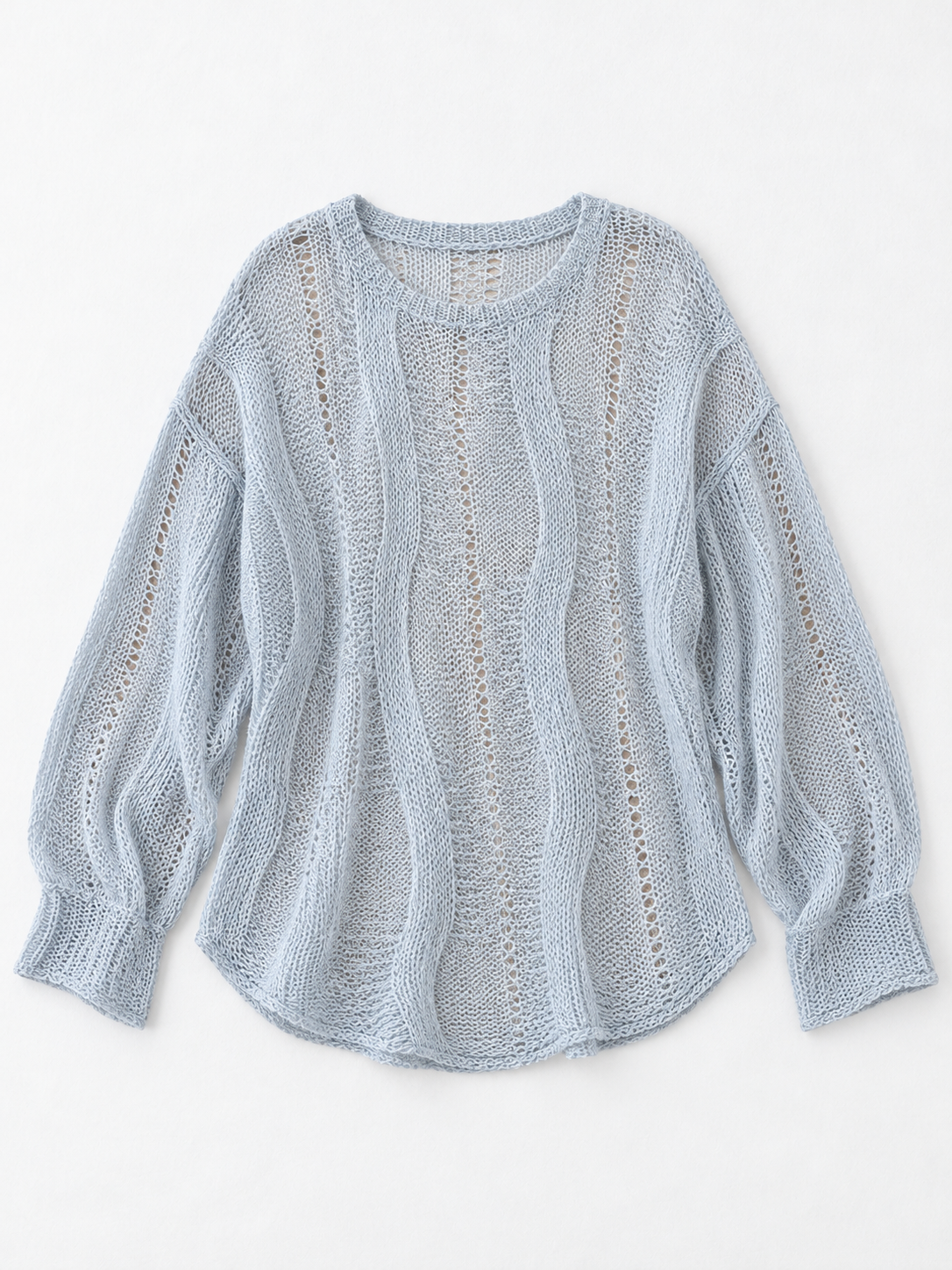 Openwork Wave-Knit Sweater