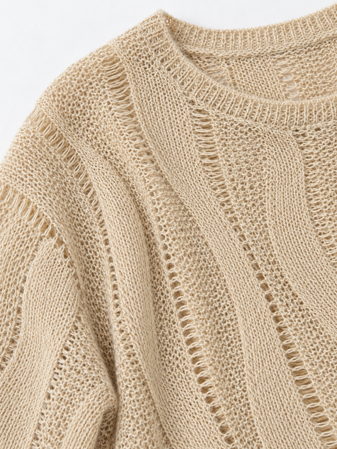 Openwork Wave-Knit Sweater