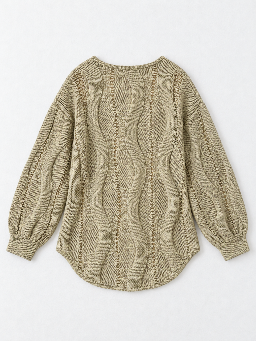 Openwork Wave-Knit Sweater