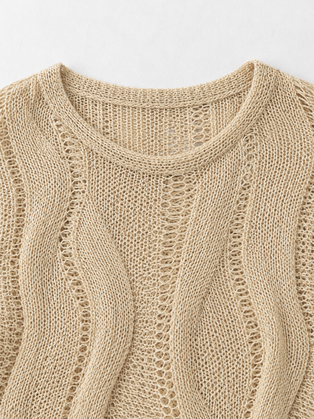 Openwork Wave-Knit Sweater