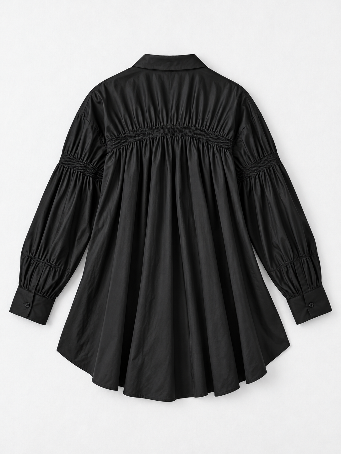 Smocked Panel Shirt Dress