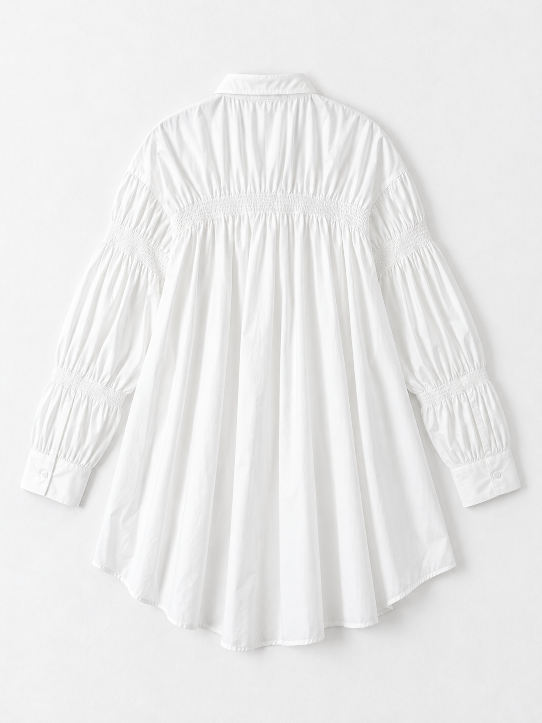 Smocked Panel Shirt Dress