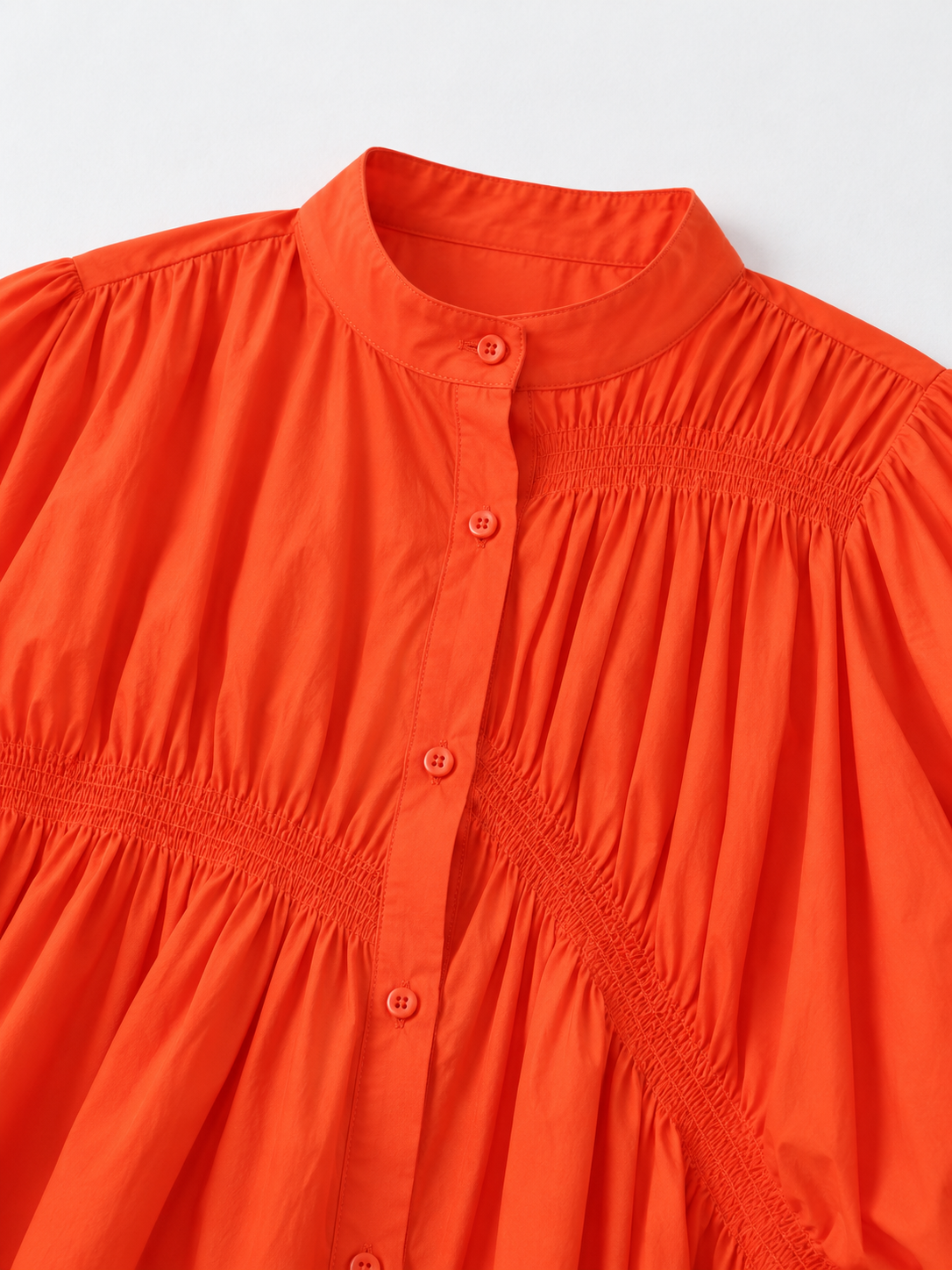 Smocked Panel Shirt Dress
