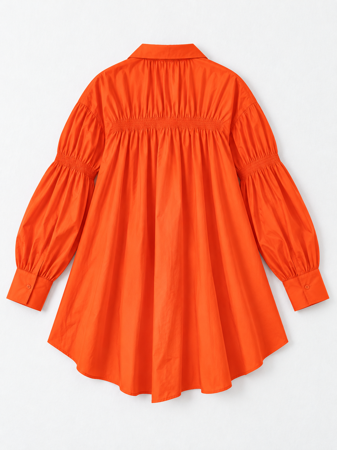 Smocked Panel Shirt Dress