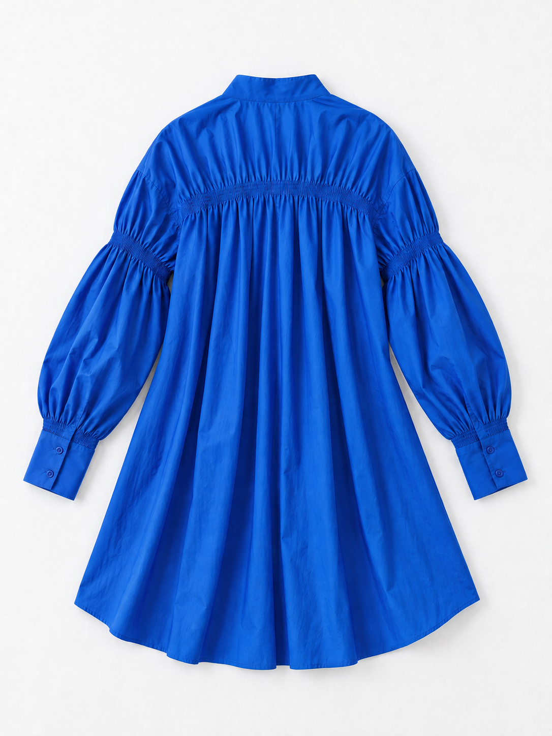 Smocked Panel Shirt Dress