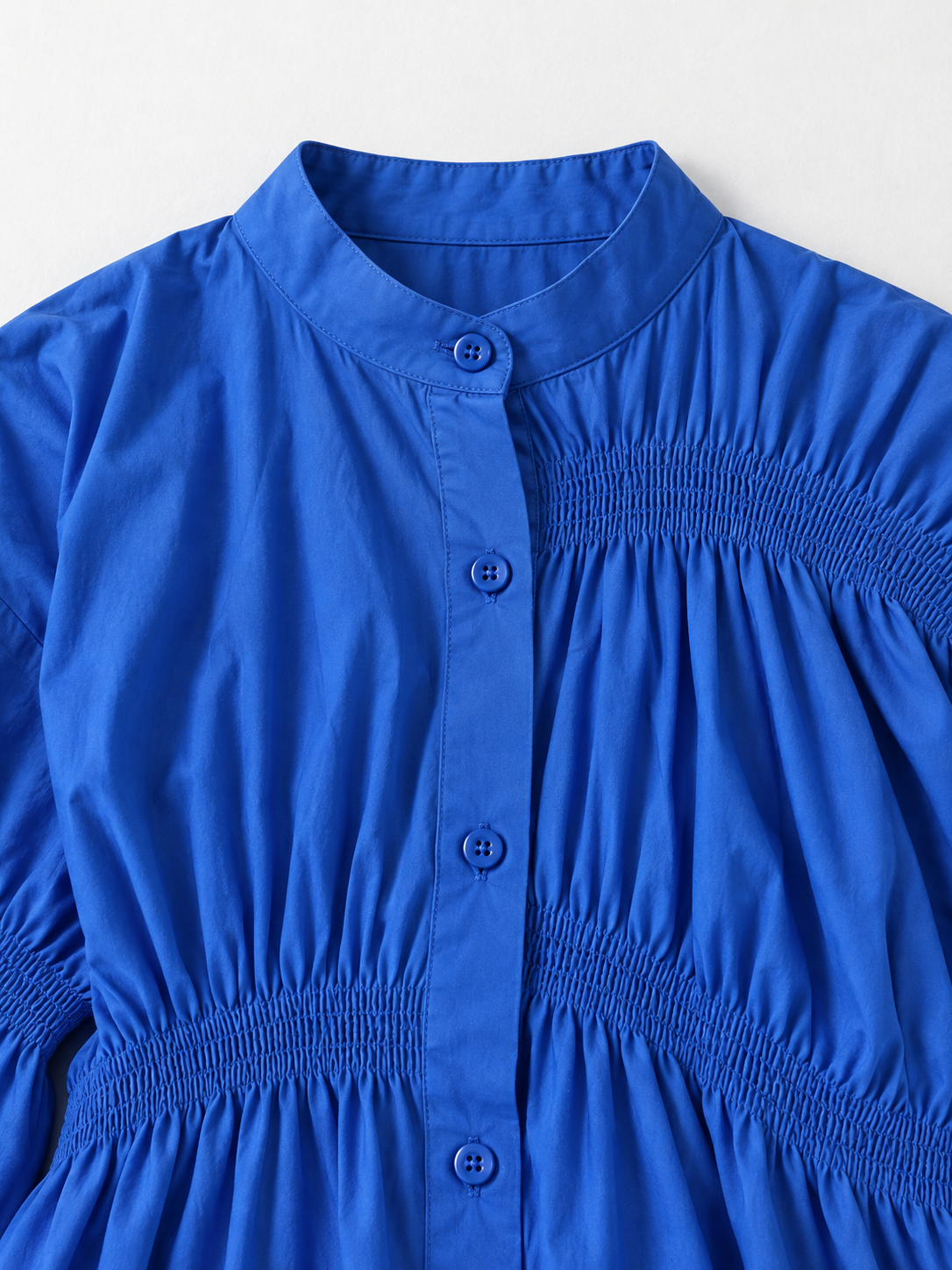 Smocked Panel Shirt Dress