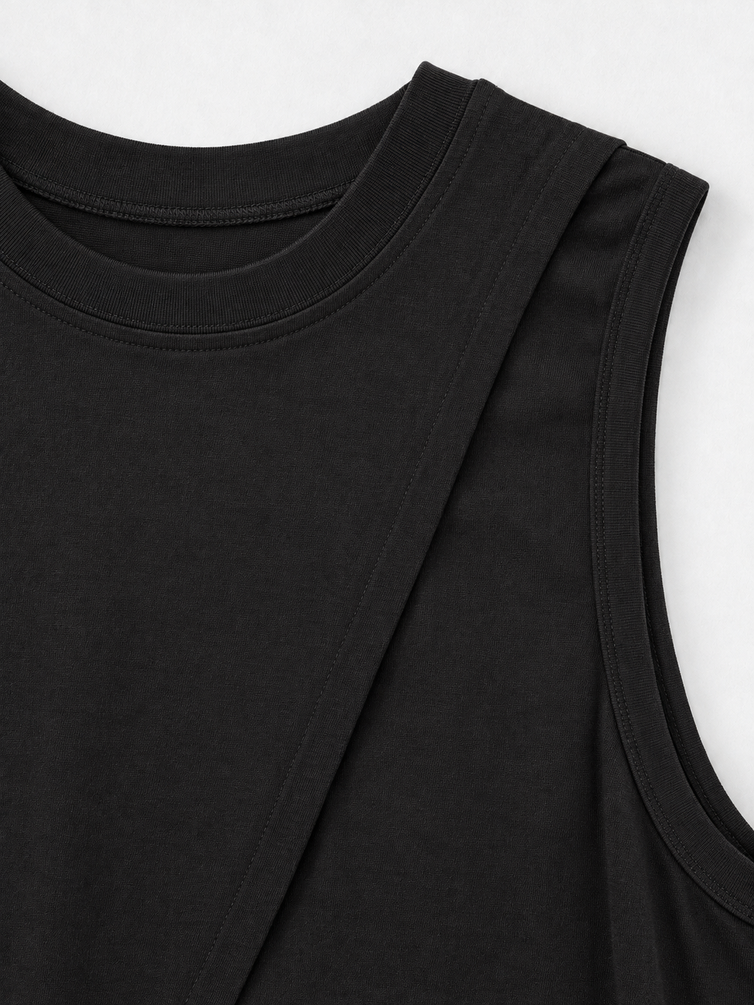 Pointed-Hem Vest and Mesh Top