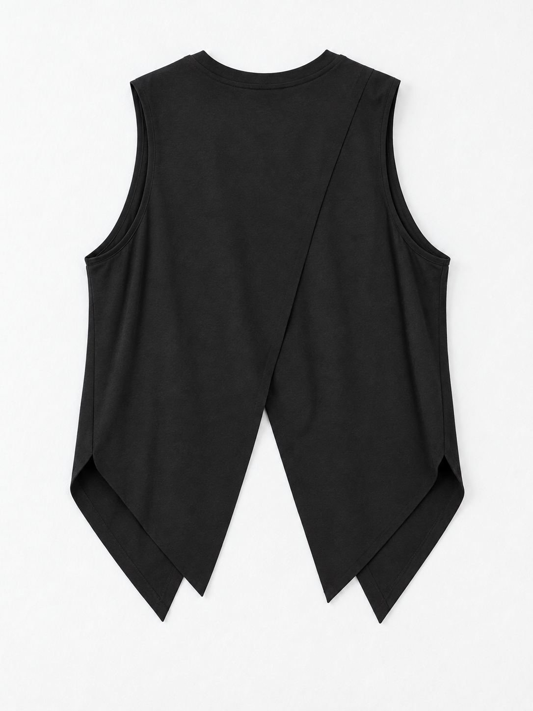 Pointed-Hem Vest and Mesh Top