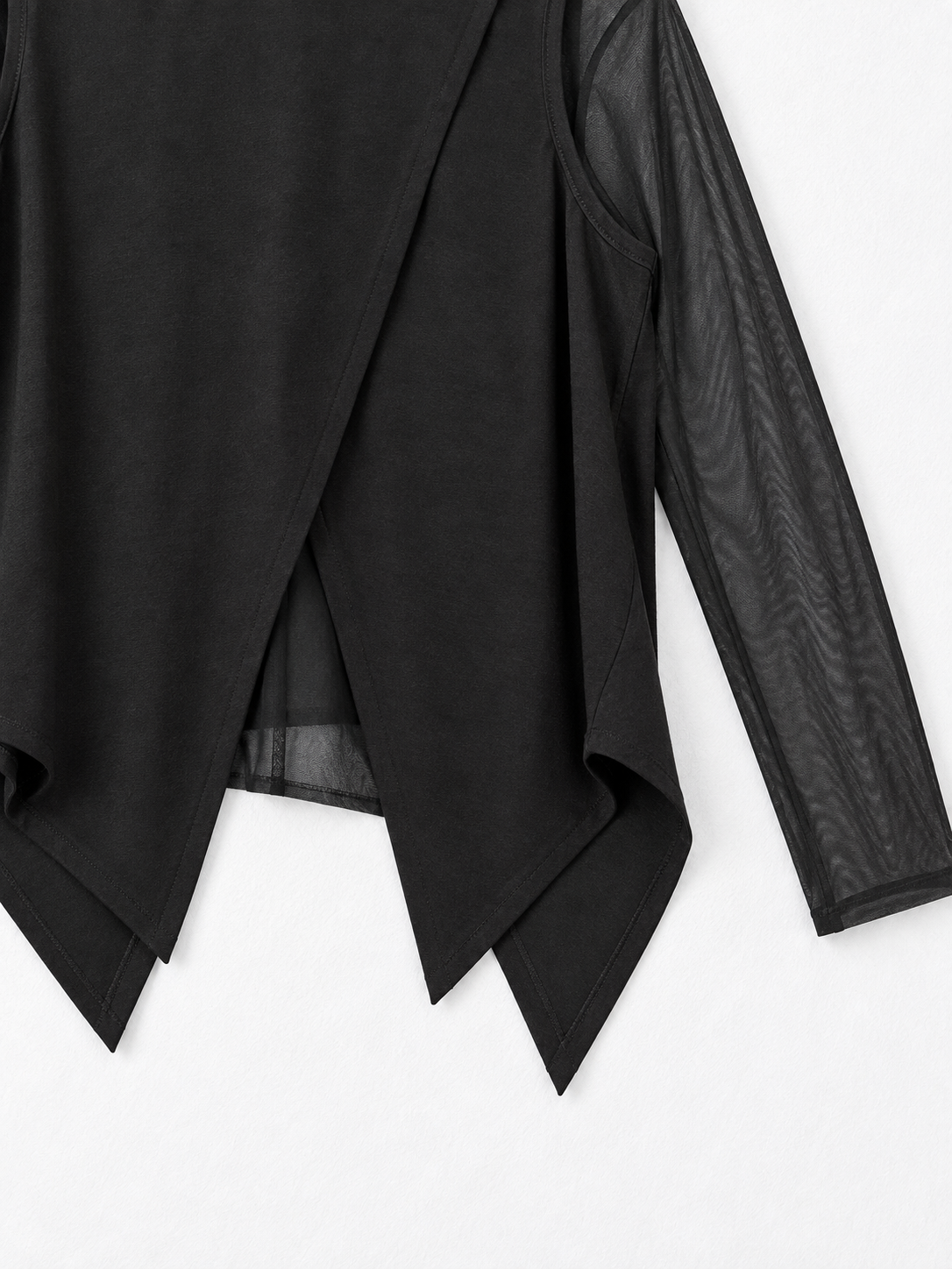 Pointed-Hem Vest and Mesh Top