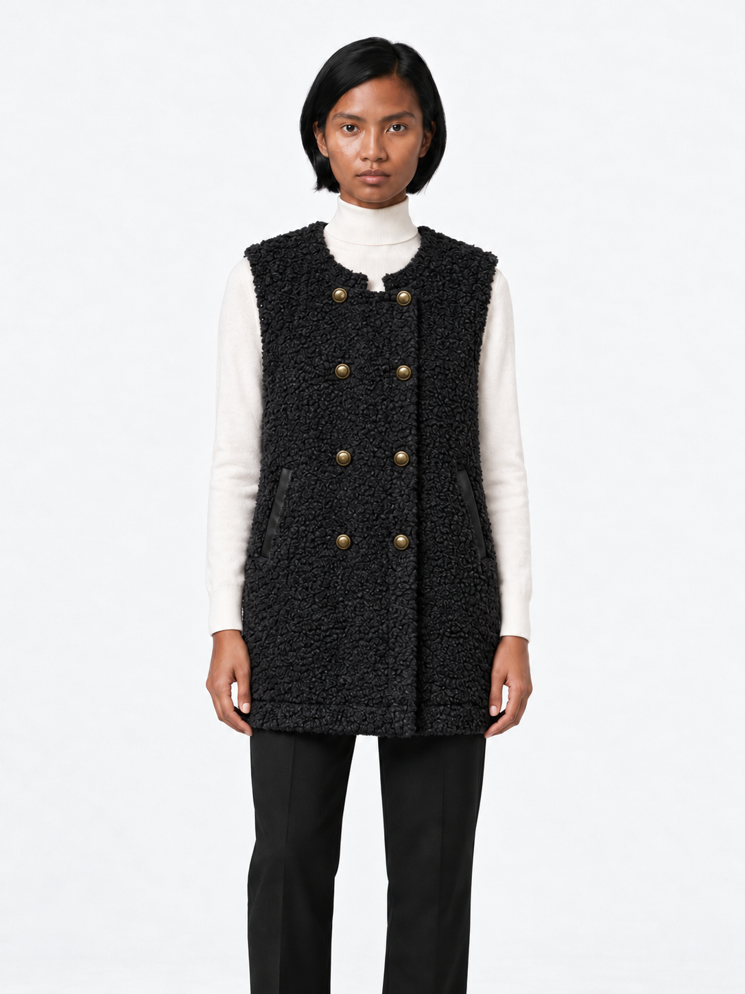 Double-Breasted Textured Vest