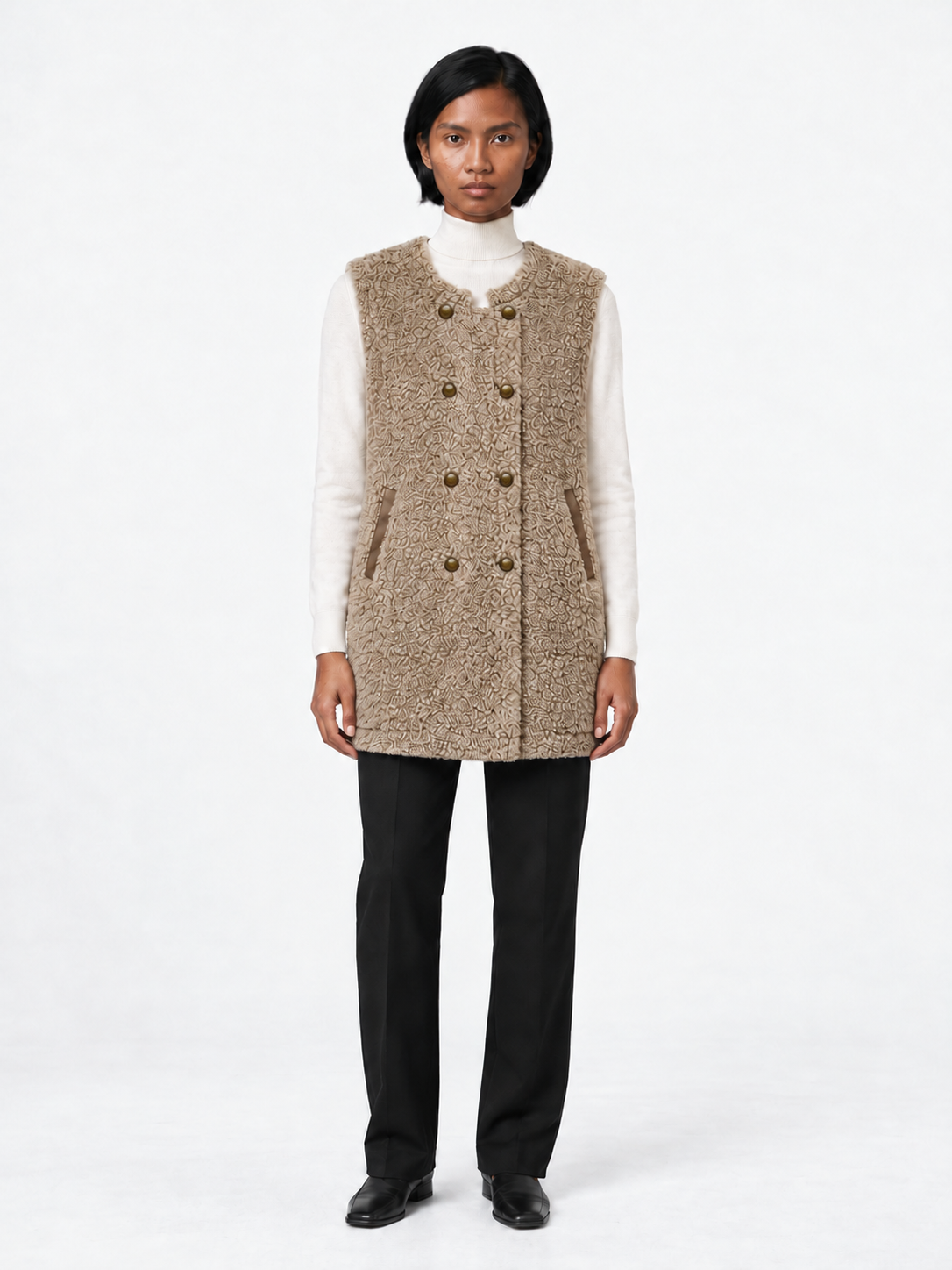 Double-Breasted Textured Vest