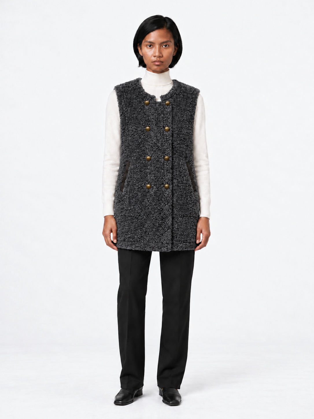 Double-Breasted Textured Vest