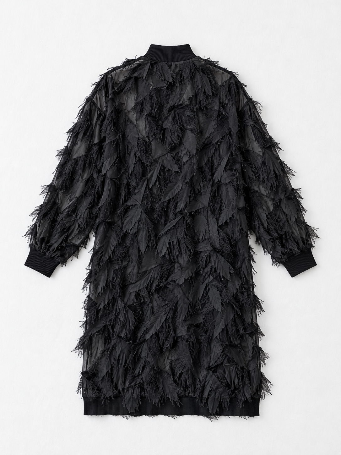 Fringed Mesh Midi Dress