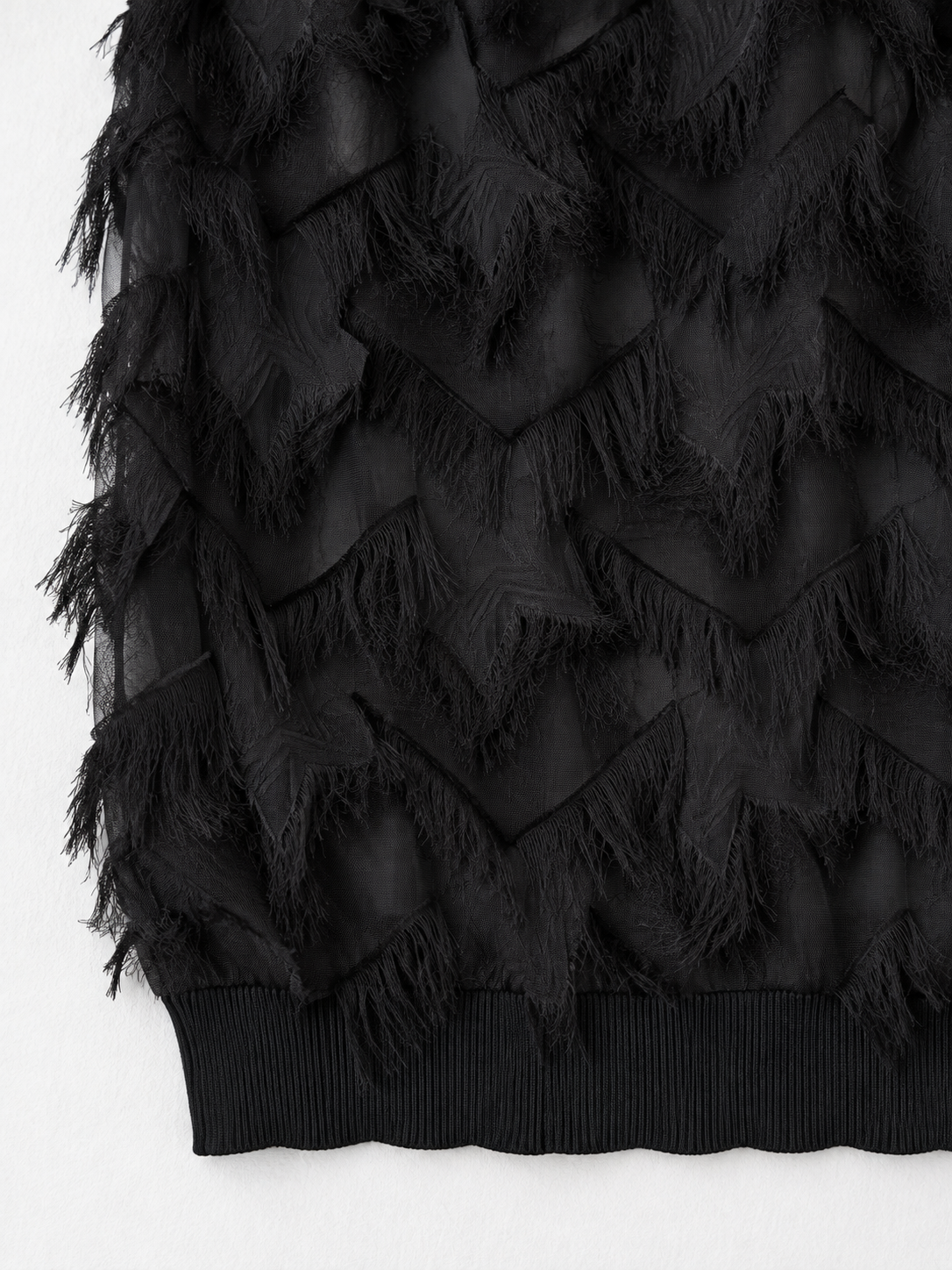 Fringed Mesh Midi Dress