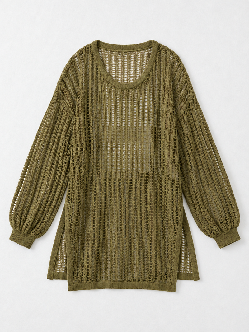 Longline Open-Stitch Sweater