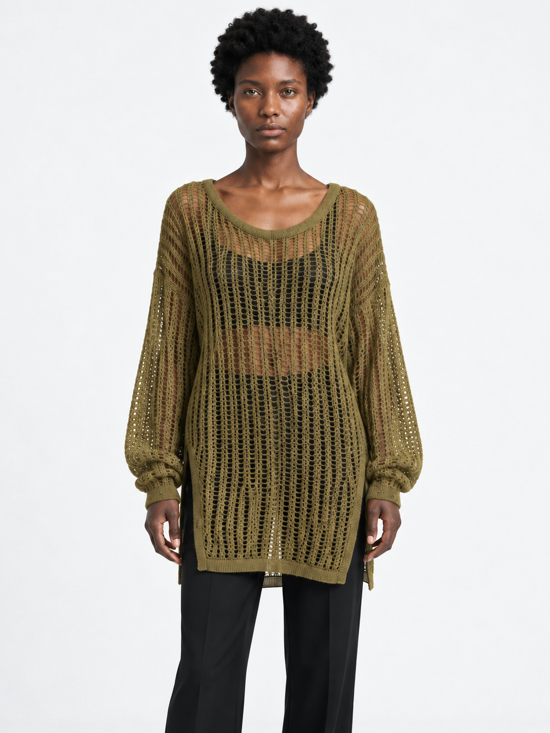 Longline Open-Stitch Sweater