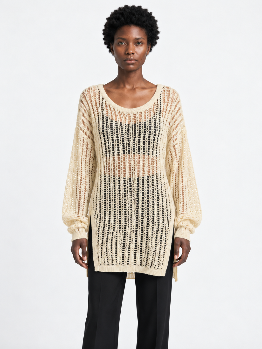 Longline Open-Stitch Sweater