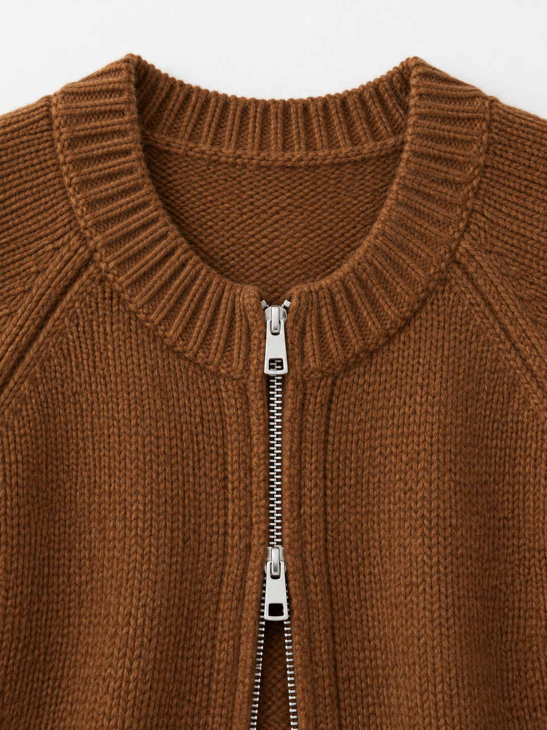 Ribbed Zip-Front Cardigan