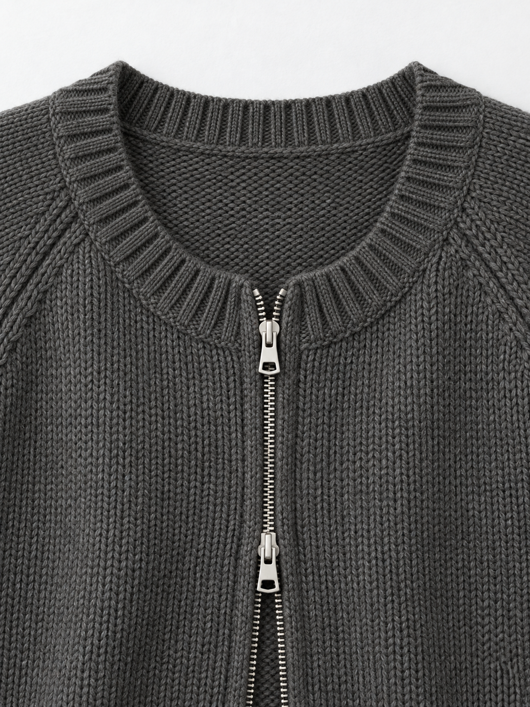 Ribbed Zip-Front Cardigan