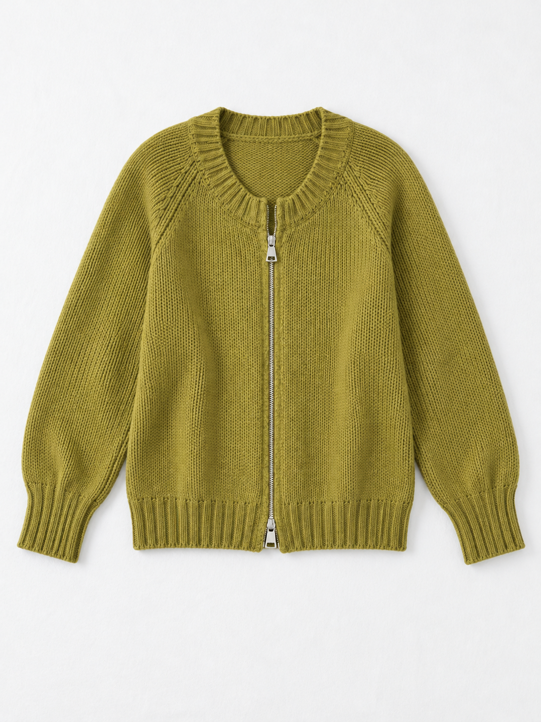 Ribbed Zip-Front Cardigan