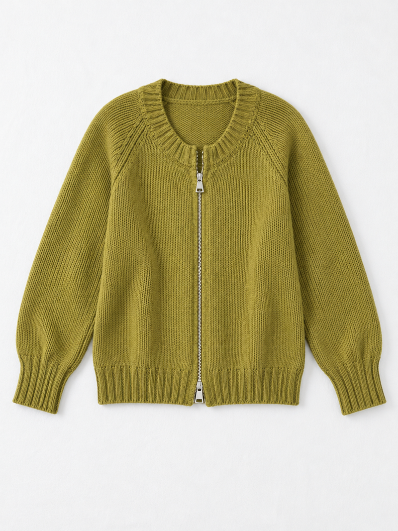 Ribbed Zip-Front Cardigan