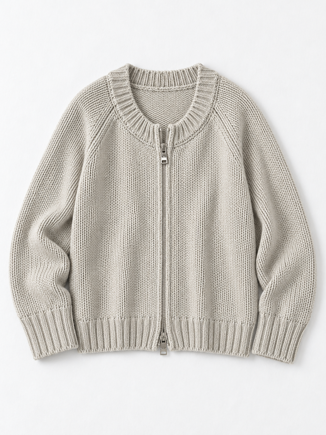 Ribbed Zip-Front Cardigan