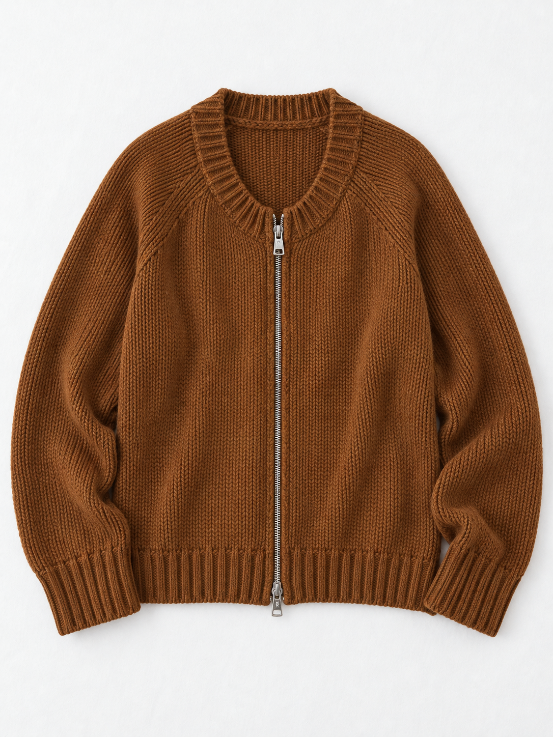 Ribbed Zip-Front Cardigan