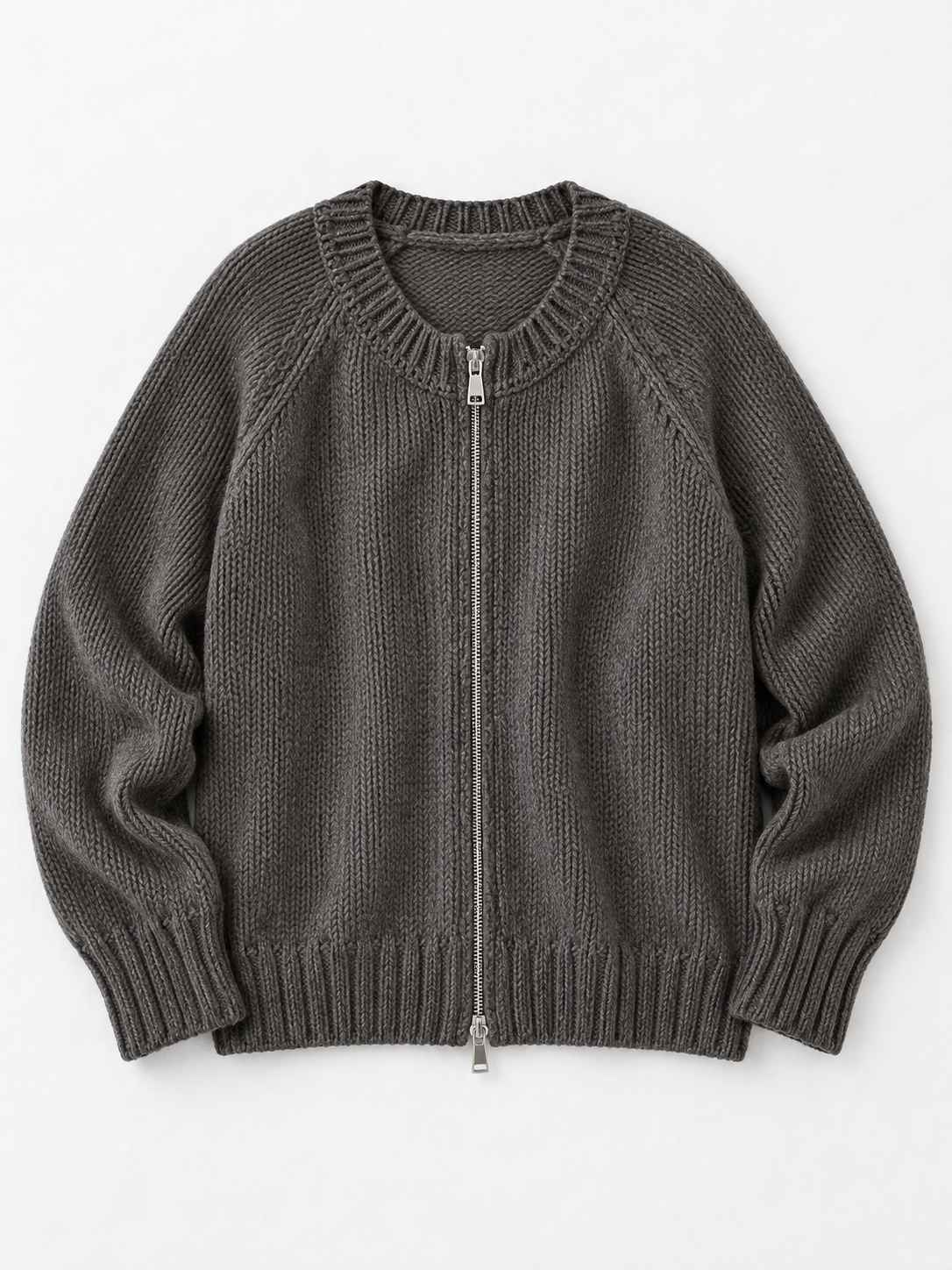 Ribbed Zip-Front Cardigan