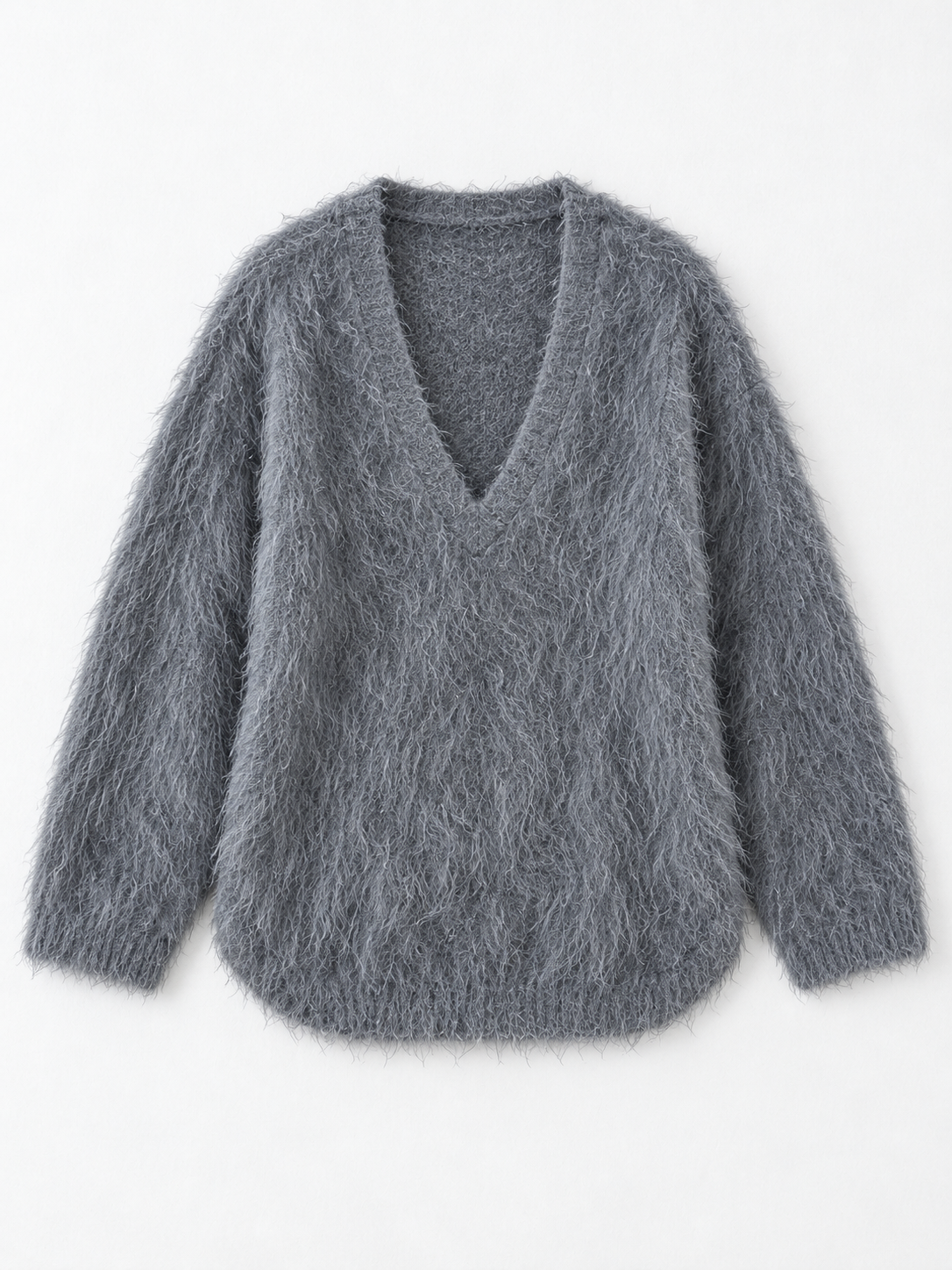 Deep V-Neck Textured Sweater