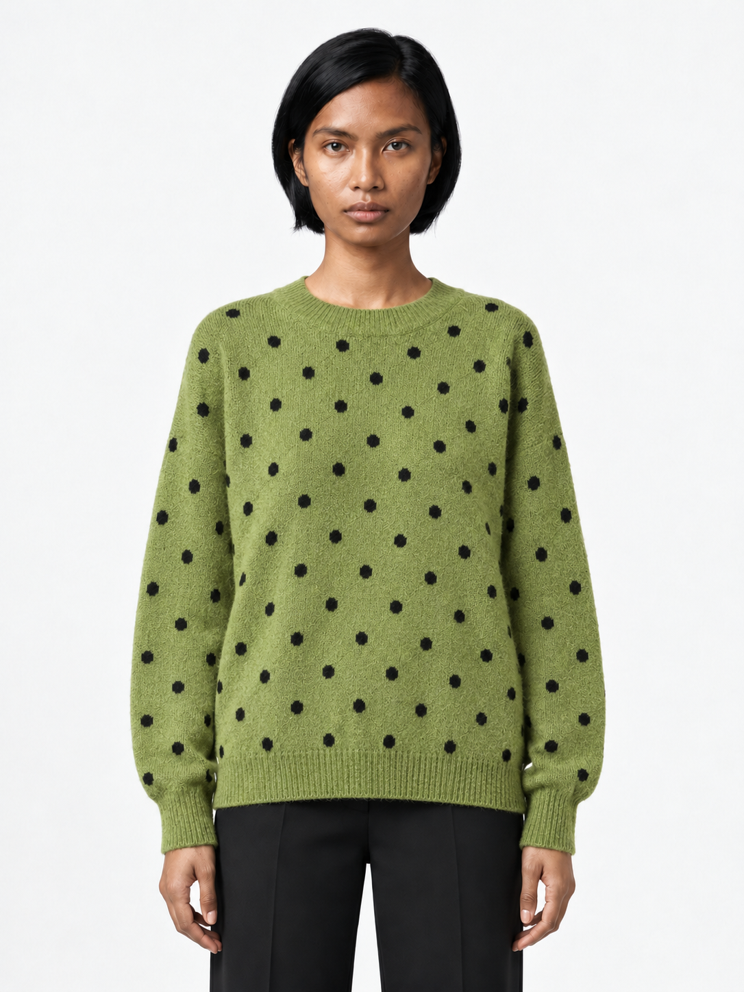 Contrast Dot Knit Sweater