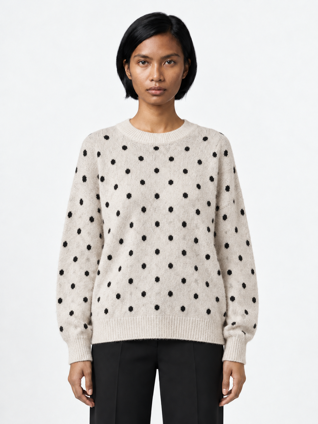 Contrast Dot Knit Sweater