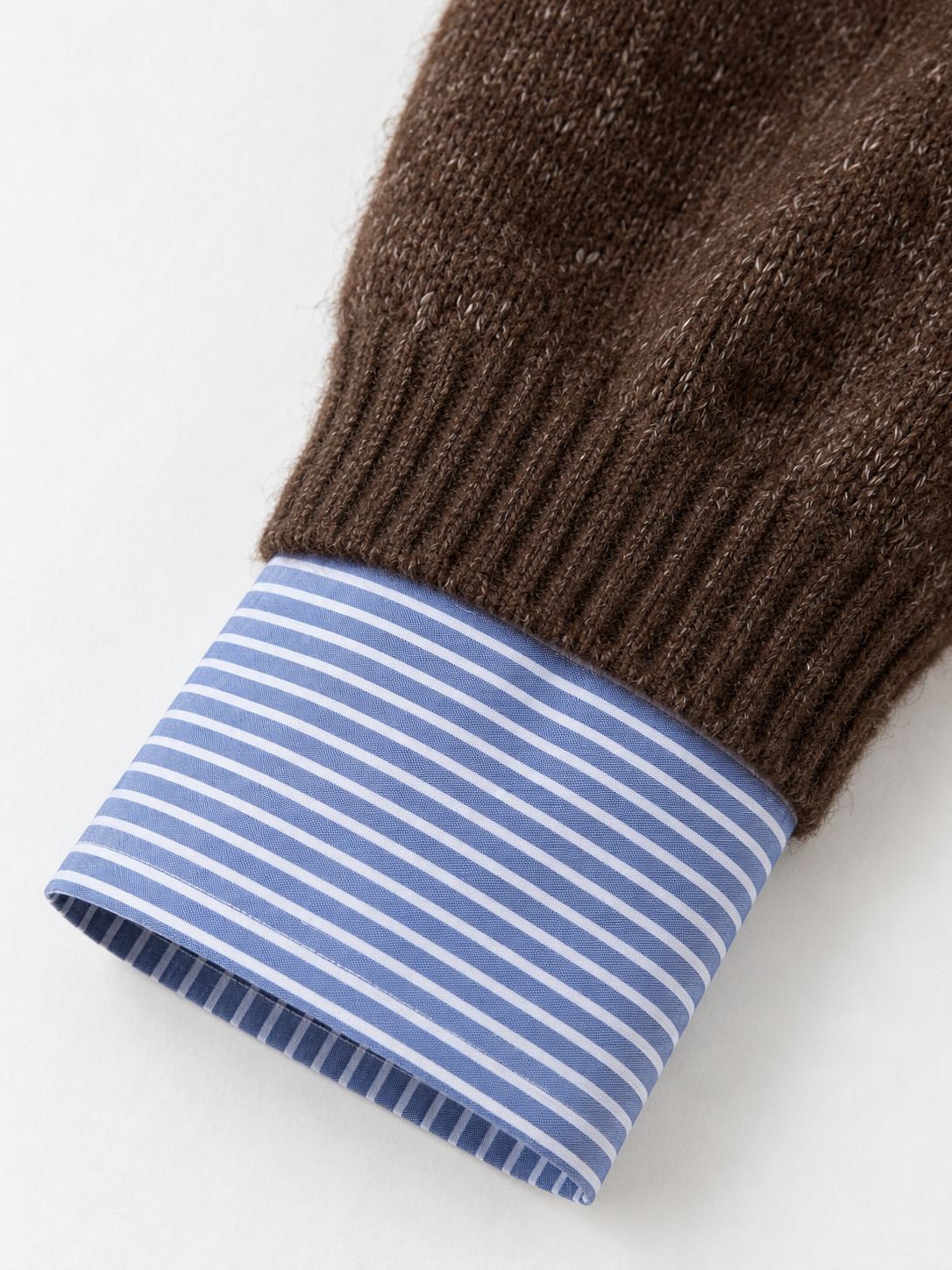 Stripe-Trim Collared Knit Sweater