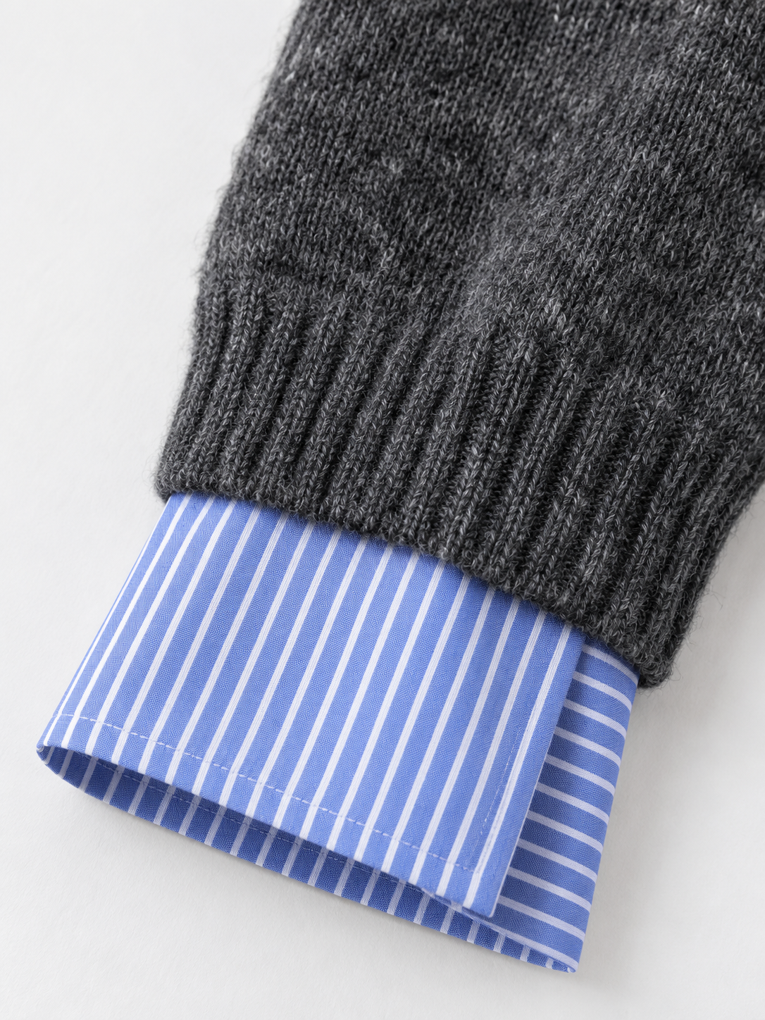 Stripe-Trim Collared Knit Sweater