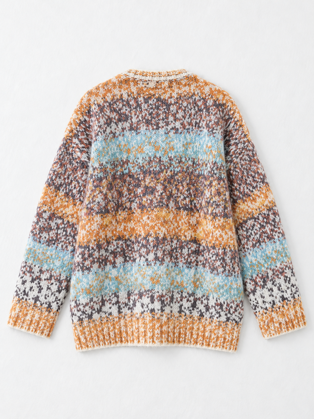 Mixed-Knit Plush-Panel Cardigan