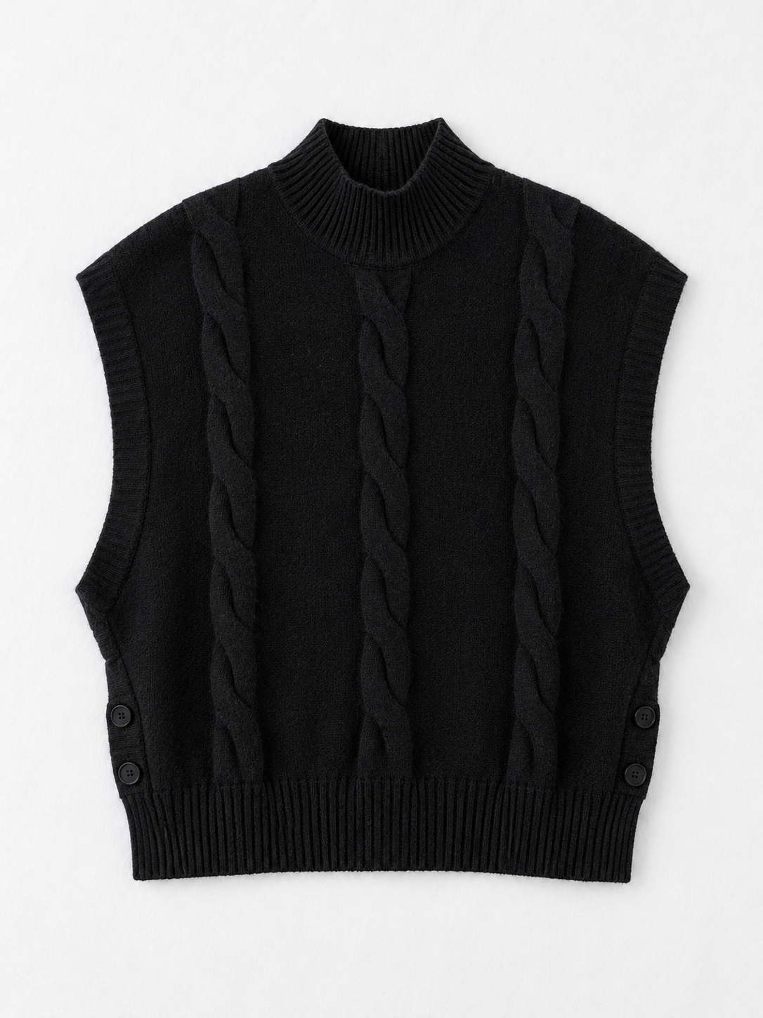 Side-Button Cable-Knit Vest
