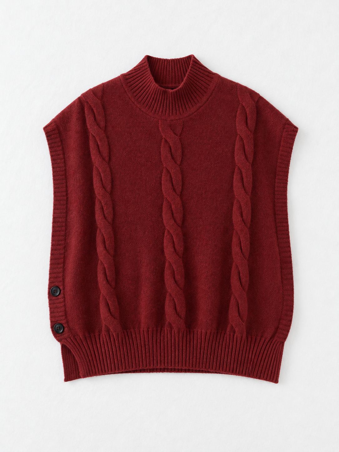 Side-Button Cable-Knit Vest