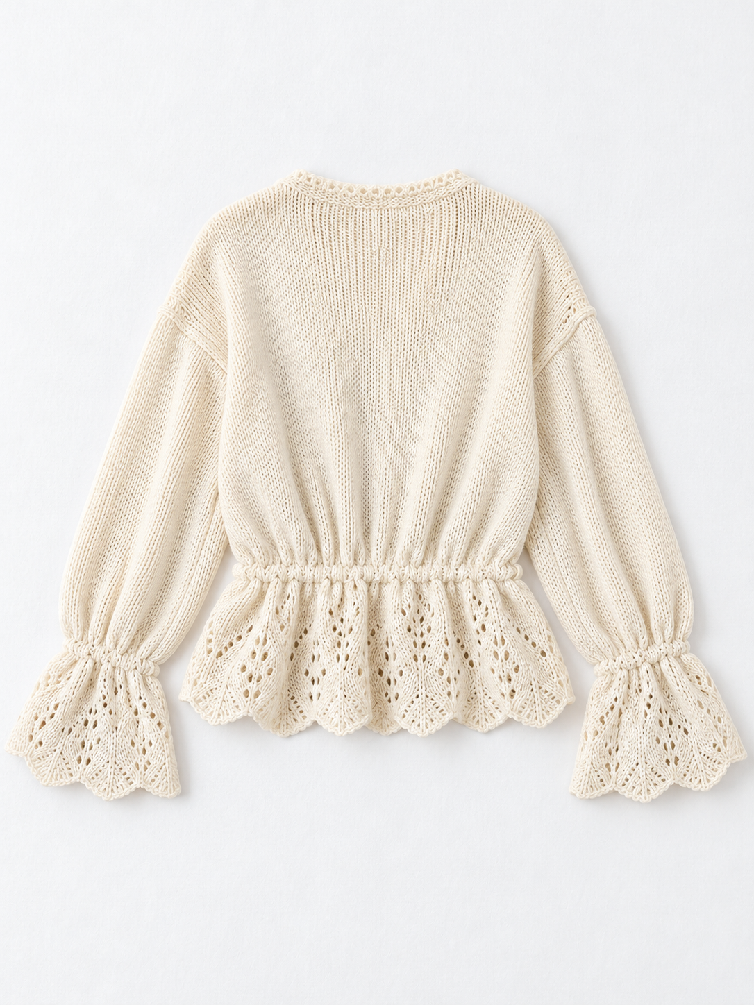 Drawstring Peplum Knit Cardigan