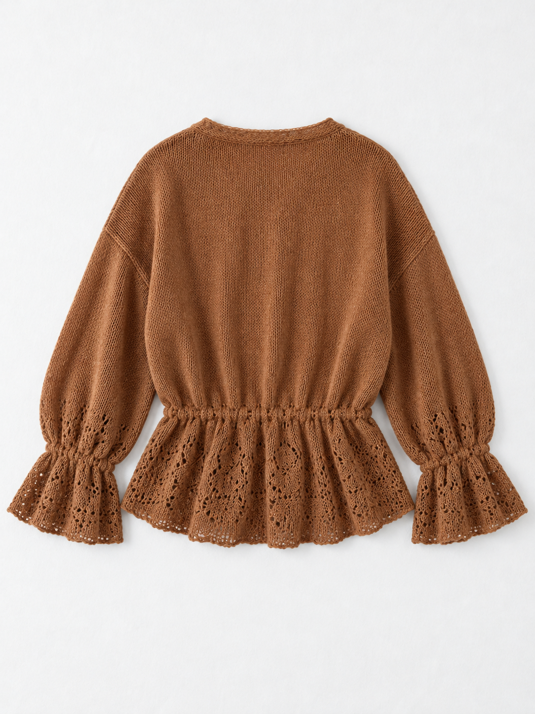 Drawstring Peplum Knit Cardigan