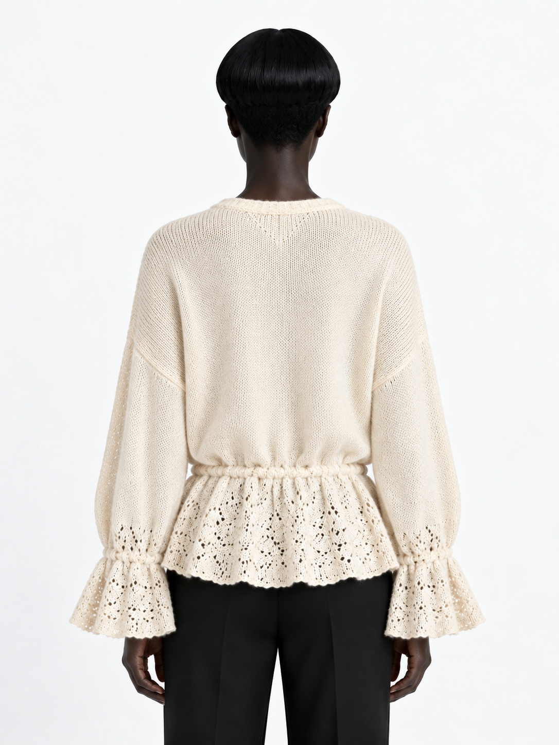 Drawstring Peplum Knit Cardigan