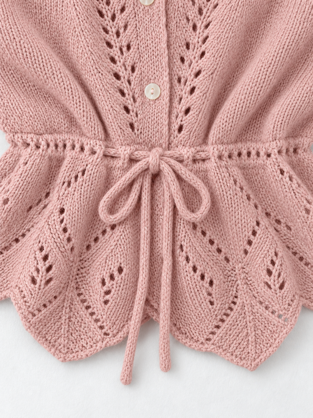 Drawstring Peplum Knit Cardigan