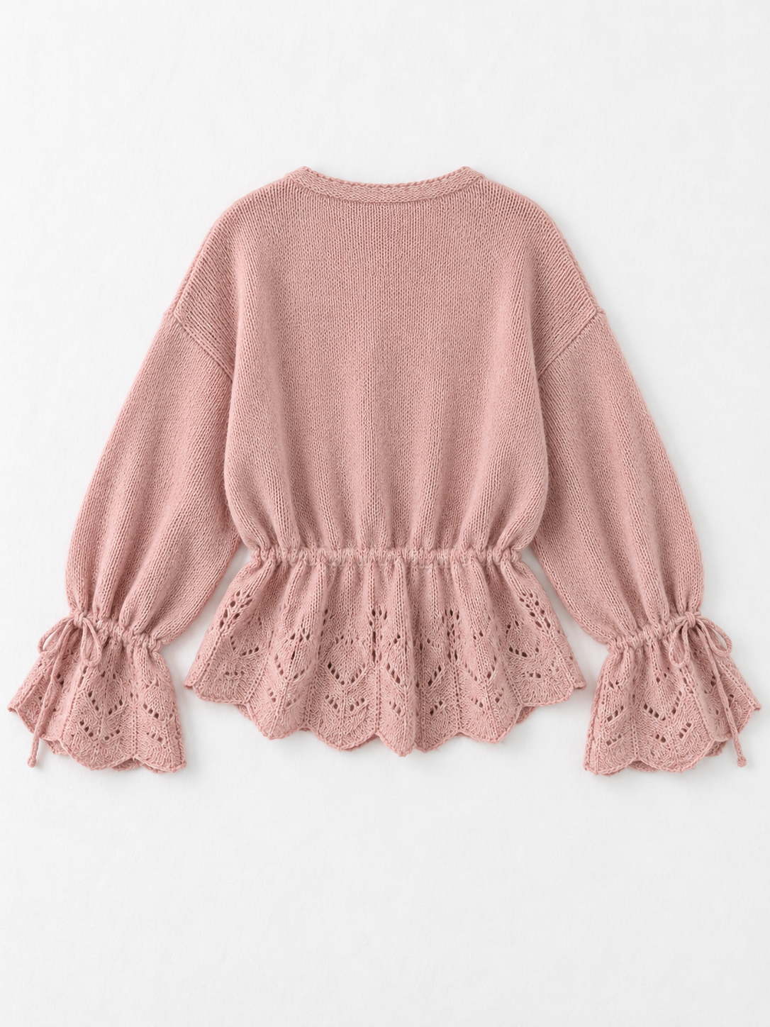 Drawstring Peplum Knit Cardigan