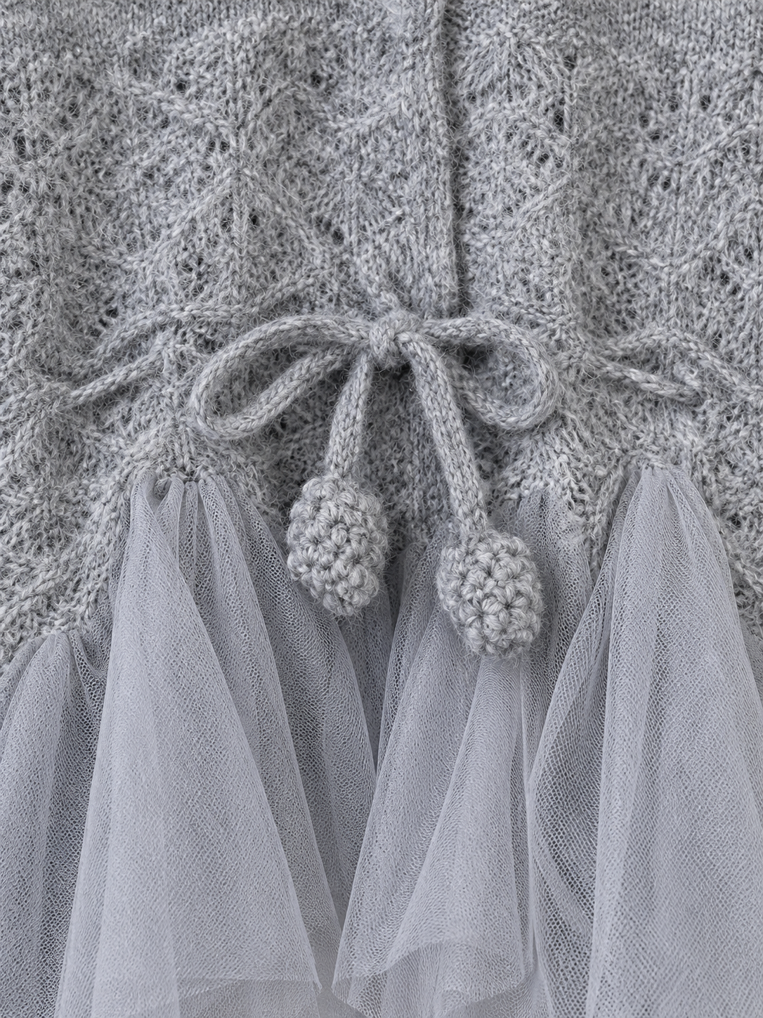 Beaded Mesh-Hem Knit Cardigan