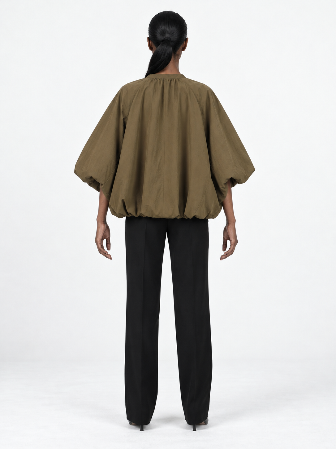 Zip-Front Cape-Sleeve Jacket