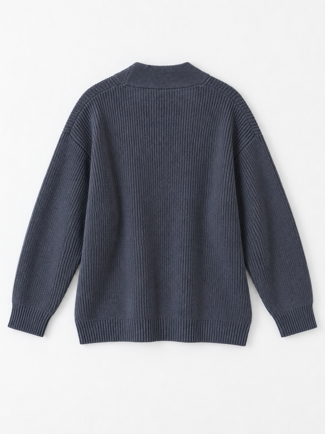 Denim-Pocket V-Neck Zip Cardigan