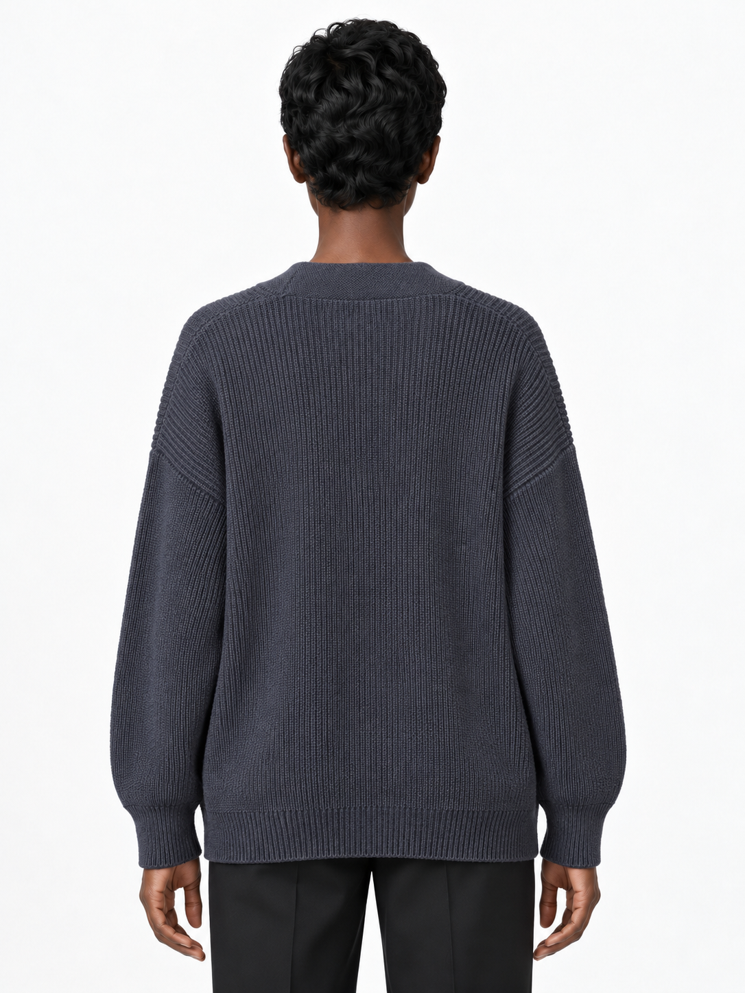 Denim-Pocket V-Neck Zip Cardigan