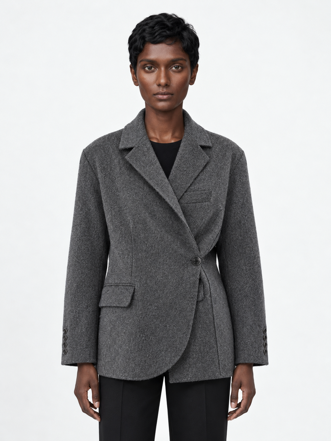 Asymmetric Wrap Coat