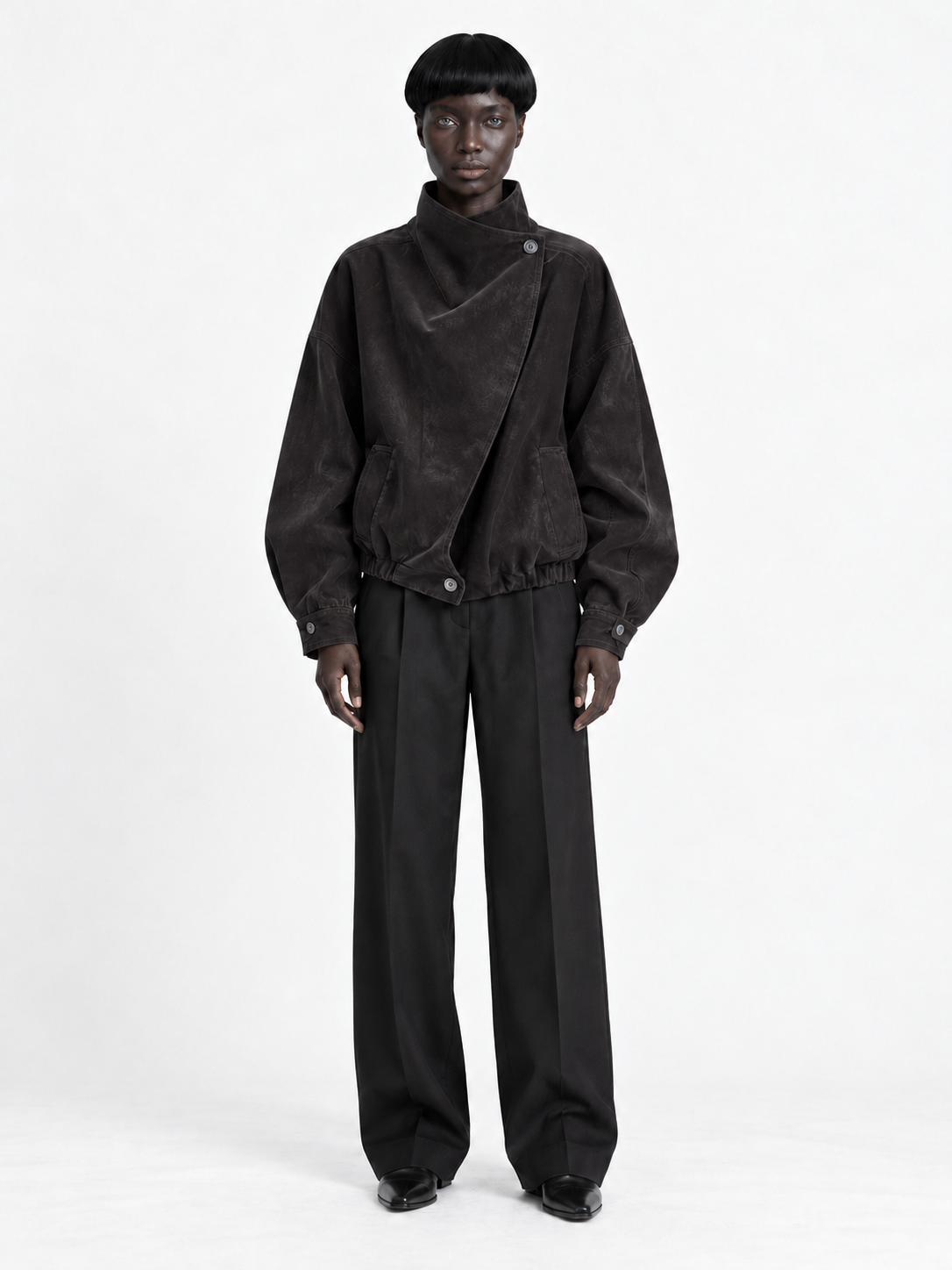 Asymmetric Stand-Collar Jacket