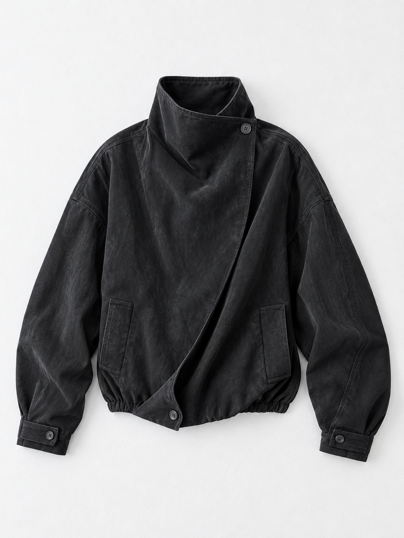 Asymmetric Stand-Collar Jacket
