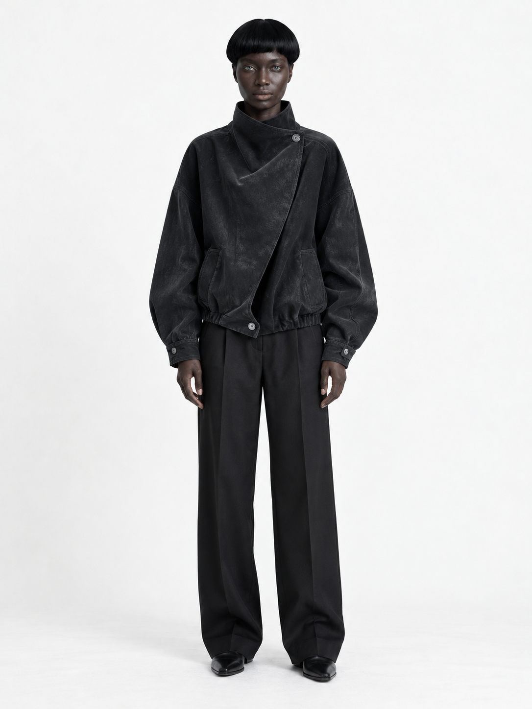 Asymmetric Stand-Collar Jacket